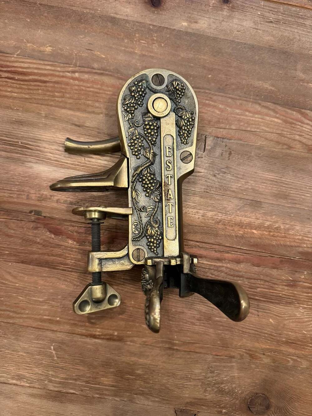 Vintage Rogar Estate Brass Table Top Wine Bottle Opener